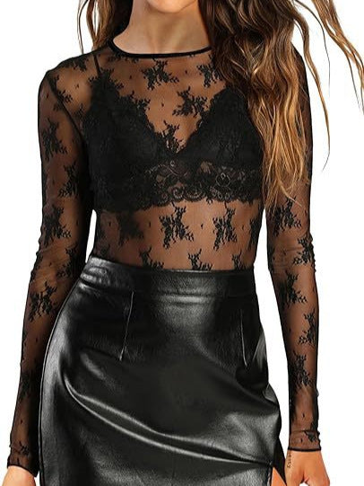 Sheerluxe Long sleeve mesh top